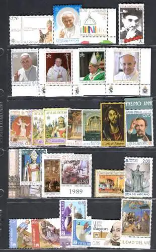 2013/2016 Vatikan, Angebot Papst Franziskus, komplette Jahrgänge - postfrisch**