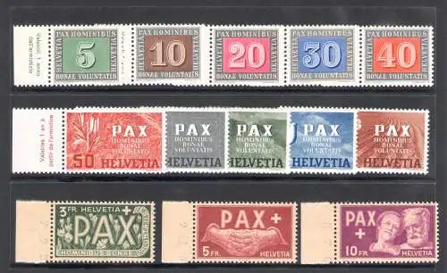 1945 SCHWEIZ - Friedensserie - Nr. 405/417, 13 Werte, postfrisch**