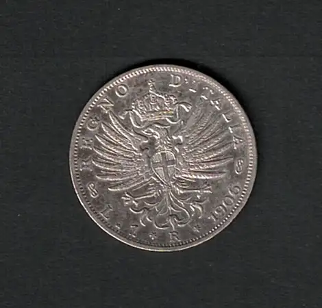 1906 Vittorio Emanuele III - Adler mit Schild Savoyen - 1 Lira Silber - BB/SPL