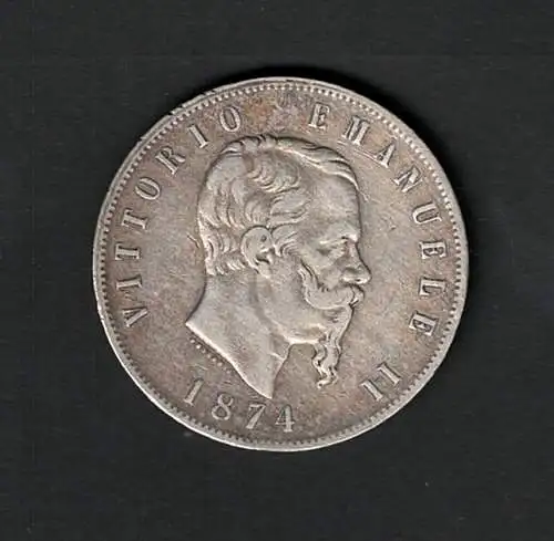 1874 Vittorio Emanuele II - 5 Lire Silber - BB