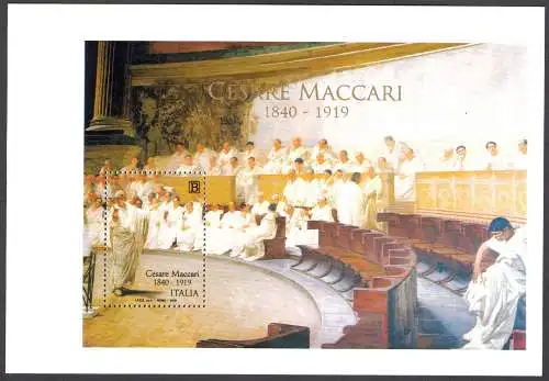 2019 Italien - Republik, Blatt Cesare Maccari 1840-1940, UNNUMMERIERT, ZENTRAL GEFALTET POSTFRISCH ** NR. 114A