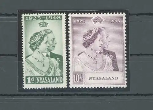 1948 Nyasaland Protectorate - Stanley Gibbons n. 161/62 - Royal Silver Wedding - MNH **