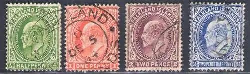 1904-12 FALKLAND ISLANDS - Stanley Gibbons Nr. 43-46, gebraucht