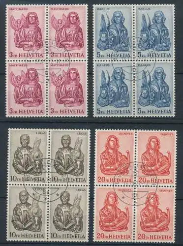 1961 Schweiz, Evangelisten # 660C/660F, Viererblock, gebraucht