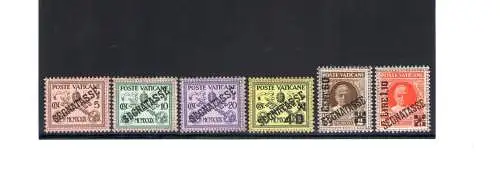 1948 Vatikan, Steuermarken, 6 Werte, Nr. 1/6 Centrata MNH**