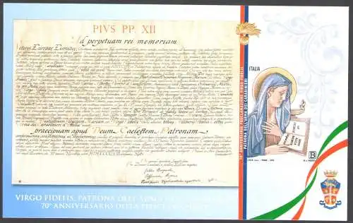 2019 ITALIEN, Postbrief inklusive Zettel, Virgo Fidelis Patrona dell'Arma dei Carabinieri Auflage 2.000 - MNH **