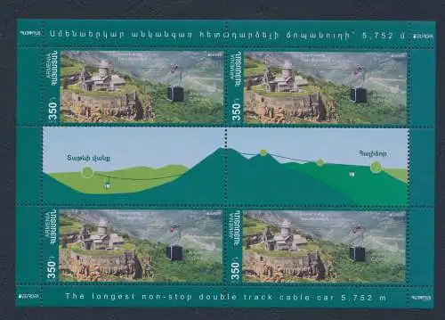 2012 EUROPA CEPT Armenien, 1 Kleinbogen von 4 Serien, Tourismus, postfrisch **