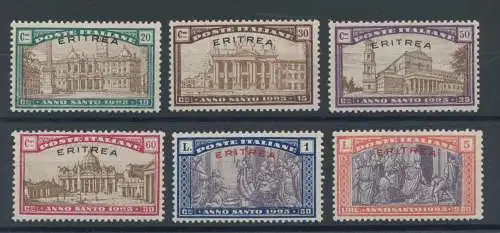 1925 ERITREA, Nr. 87-92, Heiliges Jahr, 6 Werte, postfrisch **