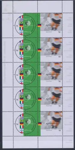 2002 Deutschland Fußball Weltmeisterschaft Gemeinschaftsausgabe mit Nr. 2701/2702 - Kleinbogen mit 5 Paaren, postfrisch **