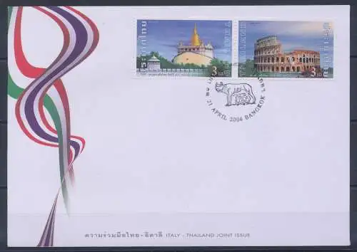 2004 Thailand Stiftung Rom - Bangkok Gemeinschaftsausgabe - 1 Paar auf offiziellem Umschlag, 21.04.2004 Offizielle Annullierung