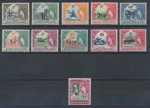 1961 Basutoland - SG Nr. 58/68 Satz mit 11 Werten Typ I postfrisch ** Top Qualität