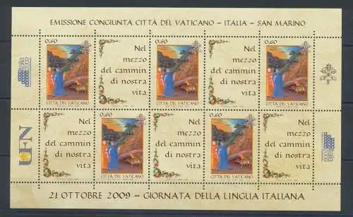 2009 Vatikan, Italienische Sprache, 1 Blatt bestehend aus 5 Paaren, BF 58, MNH **