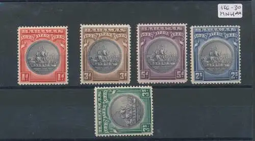 1930 BAHAMAS - SG 126/130, 5 Werte, Trecentenary of Colony, MNH **