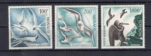 1957 MONACO, Vögel - Vögel, Luftpost 66/68, 3 Werte postfrisch **