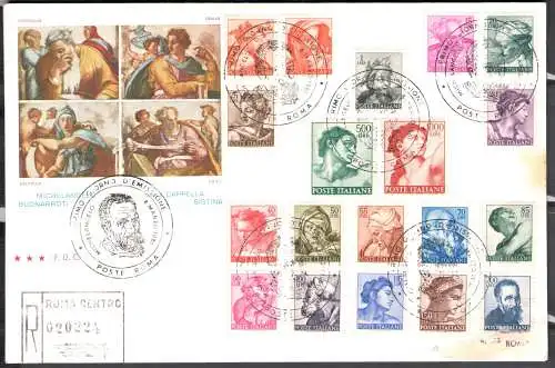 1961 Michelangelo Nr. 899-917 auf Einschreiben am ersten Ausgabetag!!! Offizielle Stornierung