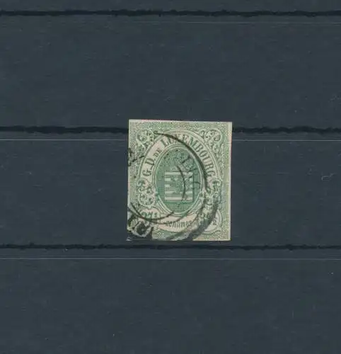 1859 - 63 LUXEMBURG - Nr. 10 - 37 1/2 Cent grün, ungezähnt - GEBRAUCHT Signatur A. Diena - E. Diena