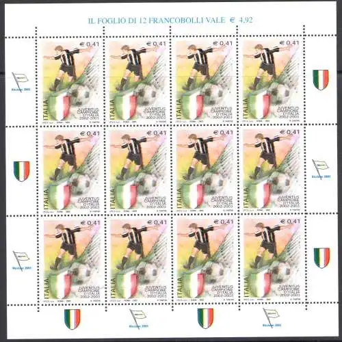 2003 Italien - Republik, Kleinbogen Juventus Champion, Sächsischer Katalog Nr. 8, postfrisch **