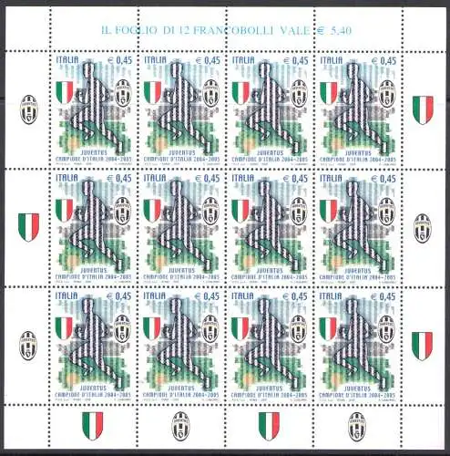 2005 Italien - Republik, Kleinbogen Juventus Champion, Sächsischer Katalog Nr. 17, postfrisch **