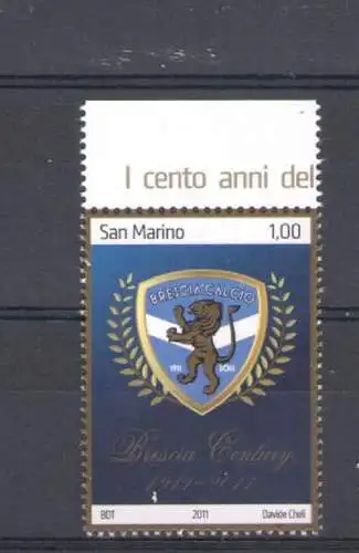 2011 San Marino, Hundertjahrfeier der Gründung der Gesellschaft Brescia, Nr. 2329, Einzelstück mit hohem Bogenrand, postfrisch **