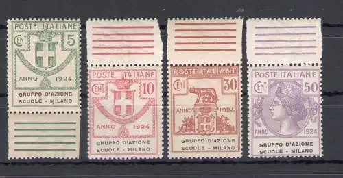 1924 Italien, halbstaatliche Körperschaften, komplette Serie 38/41, 4 Werte, Aktionsgruppe Scuole Milano, postfrisch **