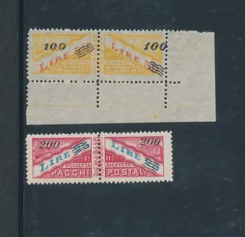 1948-50 SAN MARINO, Postpakete, Nr. 33/34, 2 Werte überdruckt, Garantiezertifikat Philatelia De Simoni