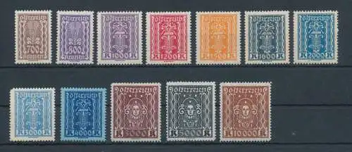 1923-24 ÖSTERREICH, Nr. 314/325 - Allegorien Ergänzungswerte gezackt 12 1/2, 12 Werte - postfrisch**