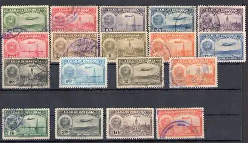 1938 Venezuela - Luftpost - Yvert Nr. 79/96 - Ordentliche Serie - 18 Werte - Gebraucht