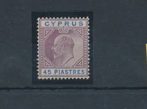 1902-04 Cipro, Stanley Gibbons Nr. 59 - 45 Piastre dull purple and ultramarine - MH*