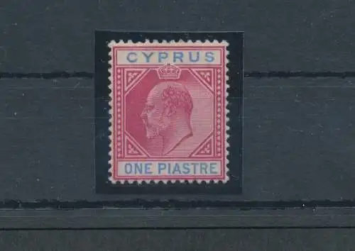 1902-04 Cipro, Stanley Gibbons Nr. 52 - 1 Platte karmin und blau - MH*