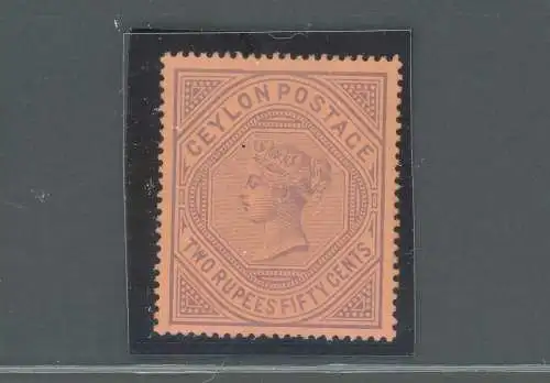 1892 Ceylon, Stanley Gibbons Nr. 249, 2r.50 lila rot, postfrisch**