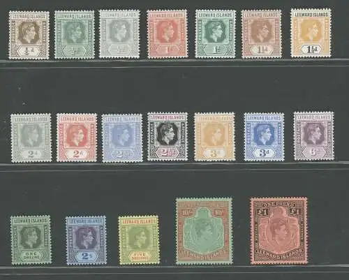 1938-51 Leeward Islands - Stanley Gibbons Nr. 95-114 - 19 Werte - Komplette Serie - MNH **