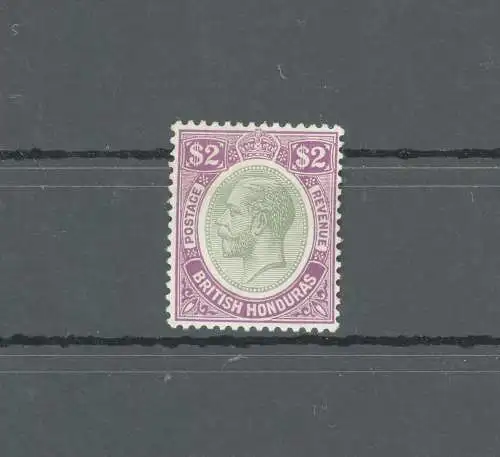 1922-33 British Honduras, Stanley Gibbons Nr. 137, 2 Dollarari Yellow Green and Bright Purple - MNH**