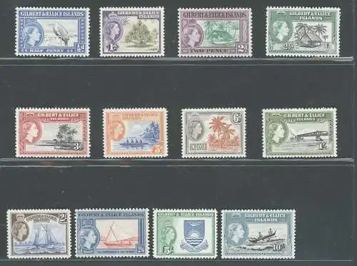 1956-62 Gilbert & Ellice Islands, Stanley Gibbons Nr. 64-75, Serie mit 12 Werten, postfrisch**