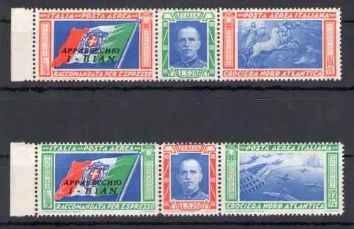 1933 Italien - Königreich, Luftpost, Nr. 51L/52L - Trittici Nann - MNH**