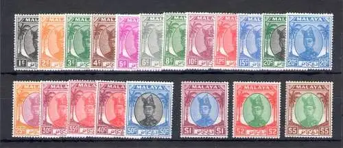 1949-55 Malaysian States - Trengganu - Stanley Gibbons Nr. 67-87 - 21 Werte Serie - MH*