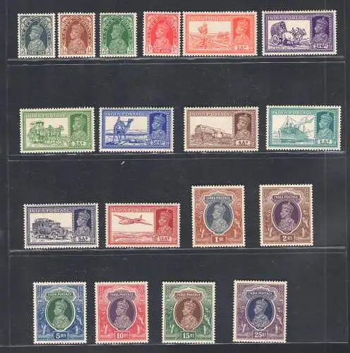 1937-40 Indien - Stanley Gibbson Nr. 247-64 - Bildnis von Georg VI. - 18 Werte - postfrisch **