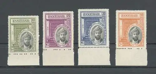 1936 SANSIBAR - Sultan Khalifa bin Harub - Stanley Gibbons Nr. 323-36 - 4 Werte NIEDRIGER BLATTRAND - POSTFRISCH **