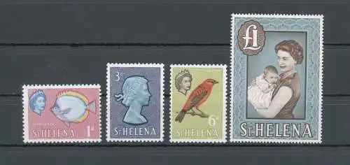 1965 ST. HELENA - Stanley Gibbons Nr. 176a-179a-181a-189a, Kreide-Oberflächenpapier, postfrisch**