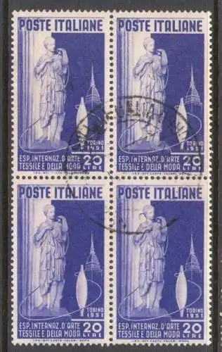 1951 Republik - Nr. 659 - Textilkunstausstellung, 1 Wert - Viererblock - gebraucht