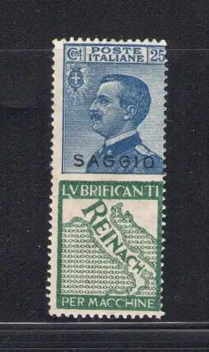 1924 Italien Königreich, Werbung - Essay - Nr. 7, 25 Cent Reinach hellblau und grün - postfrisch **