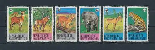 1979 Haute Volta, Yvert Nr. 488-93, Tiere in Gefahr - WWF, 6 Werte - postfrisch **