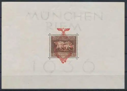 1937 Deutschland - Reich, Bogen Nr. 7, Roter Aufdruck AUGUST, 1937, MÜNCHEN RIEM - POSTFRISCH **