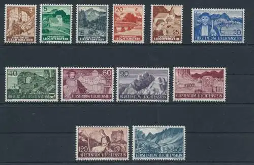 1937-38 Liechtenstein, n. 141/152, Verschiedene Ansichten 3 Serien, 12 Werte, postfrisch**