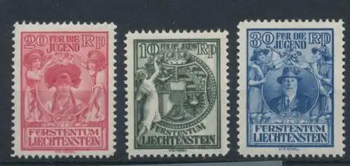 1932 Liechtenstein - Nr. 108/110, zugunsten von Kinderarbeiten, 3 Werte postfrisch**