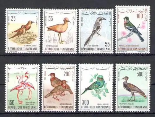 1965-66 Tunesien - Repubblique Tunisienne - Yvert Nr. 26-33 - Luftpost - Vögel - 8 Werte - komplette Serie - postfrisch **