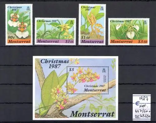 1987 Montserrat, Yvert n. 657/60+BF 43 - Blumen - postfrisch**