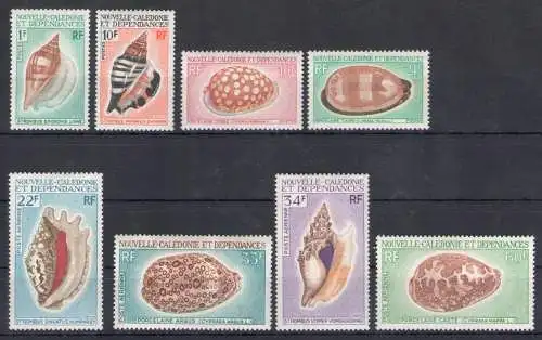 1970-71 Neukaledonien - Yvert Nr. 368/71 + PA 113/16 - Muscheln - postfrisch **