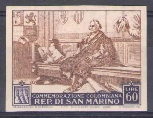 1951 San Marino, Nr. 381c C. Colombo ungezähnt - MNH**