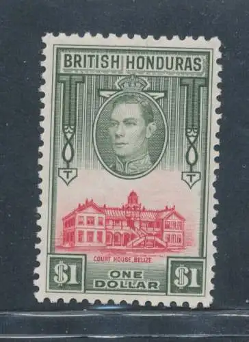 1938-47 British Honduras, Stanley Gibbons Nr. 159 - $ 1 Scarlet Olive - MNH **