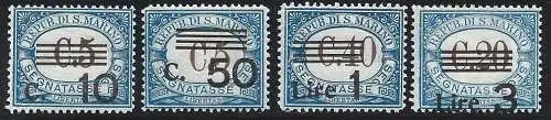 1940 SAN MARINO, Tasse Nr. 60/63 MNH/**